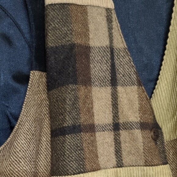 Tan Zara Patchwork Vest with Plaid, Suede and Corduroy Accents Women's Size 2X - Picture 3 of 6
